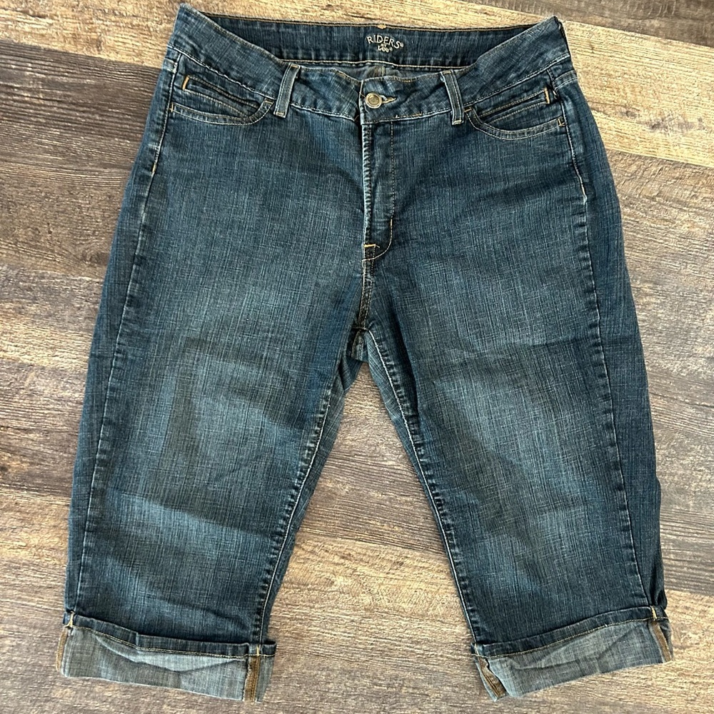Lee Riders Crop Denim Capris Size 18M Dark Wash Cuffed Casual Jeans